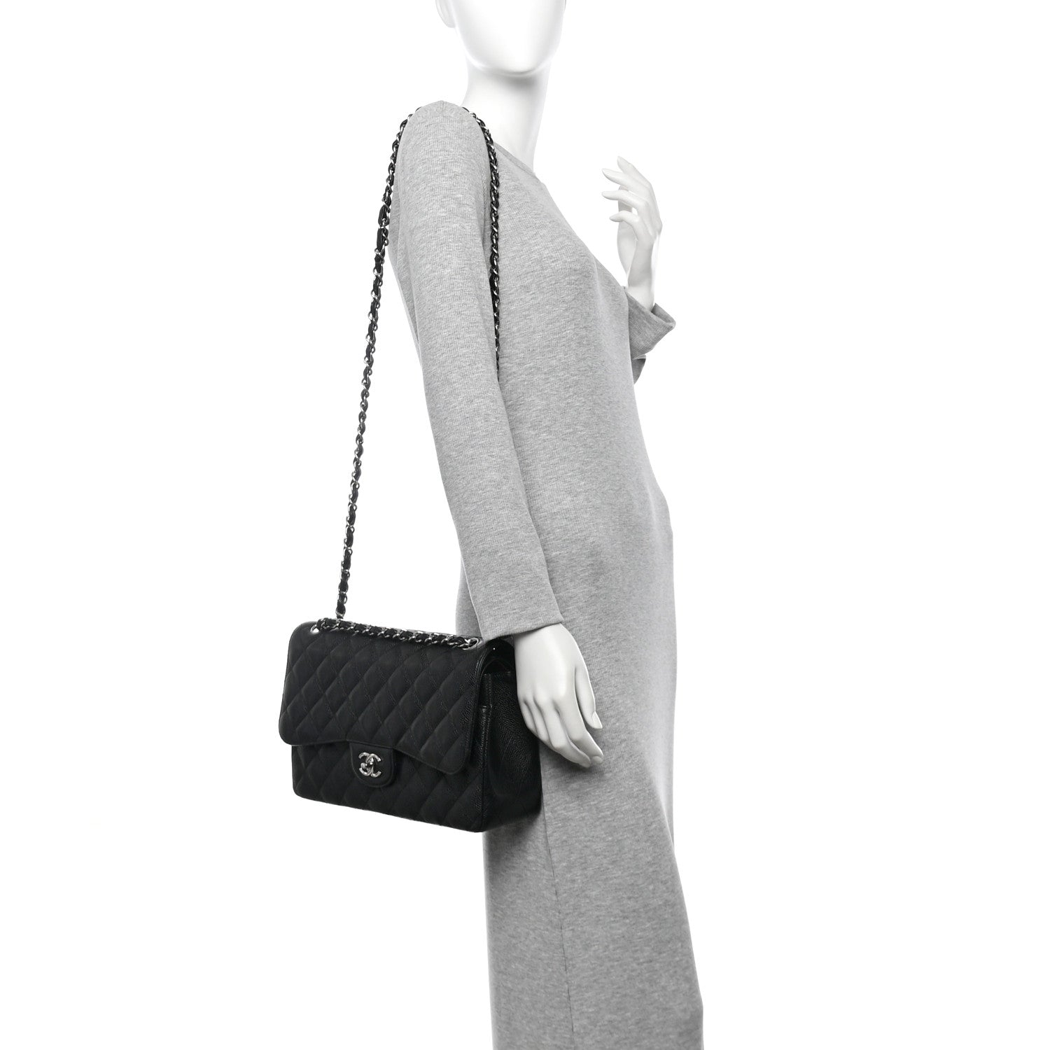 Chanel Caviar Quilted Jumbo Double Flap Black 2 of 10