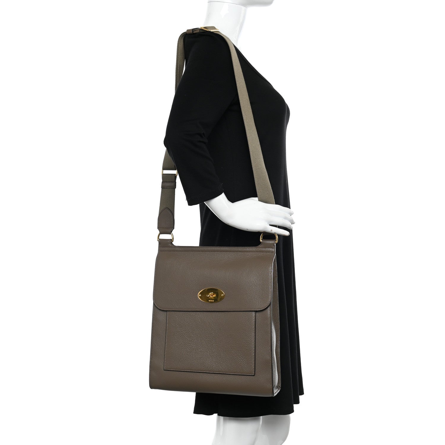 Mulberry Grain Calfskin New Antony Messenger Crossbody Earth Grey 2 of 9