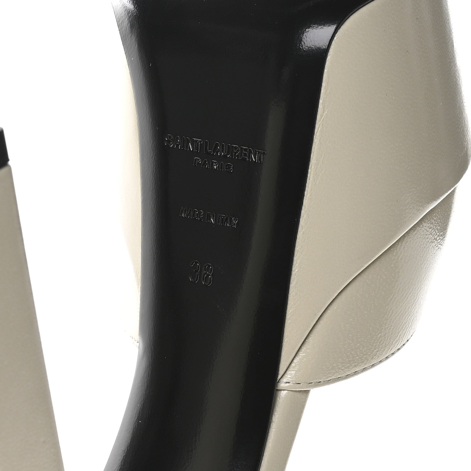 Saint Laurent Lambskin Jodie Platform Sandals 38 Pearl 7 of 9