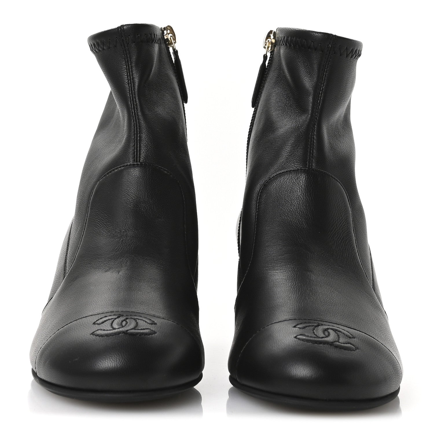 Chanel Stretch Lambskin Cap Toe CC Short Boots 38 Black 3 of 8
