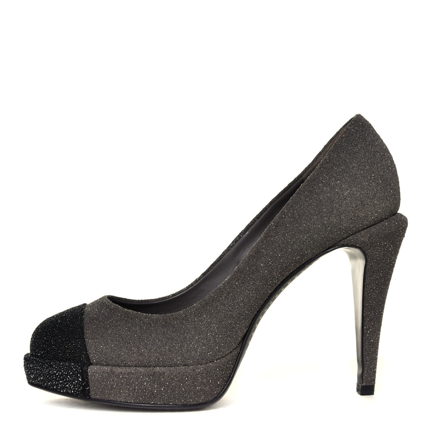 Glitter Cap Toe Pumps 37 Grey Black
