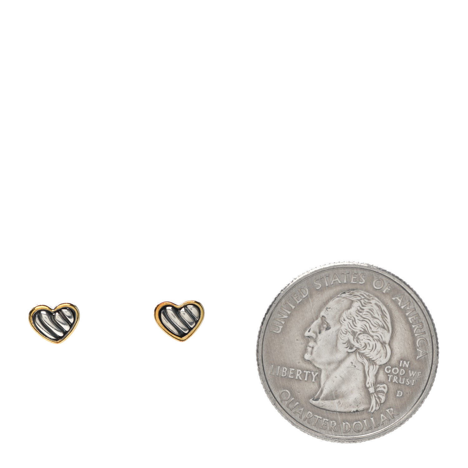 David Yurman Sterling Silver 18K Yellow Gold Kids Cable Heart Earrings 2 of 4