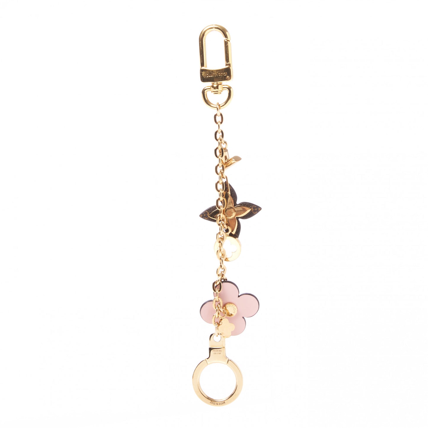 Brass Monogram Blooming Flowers Bag Charm Key Holder Rose Ballerine