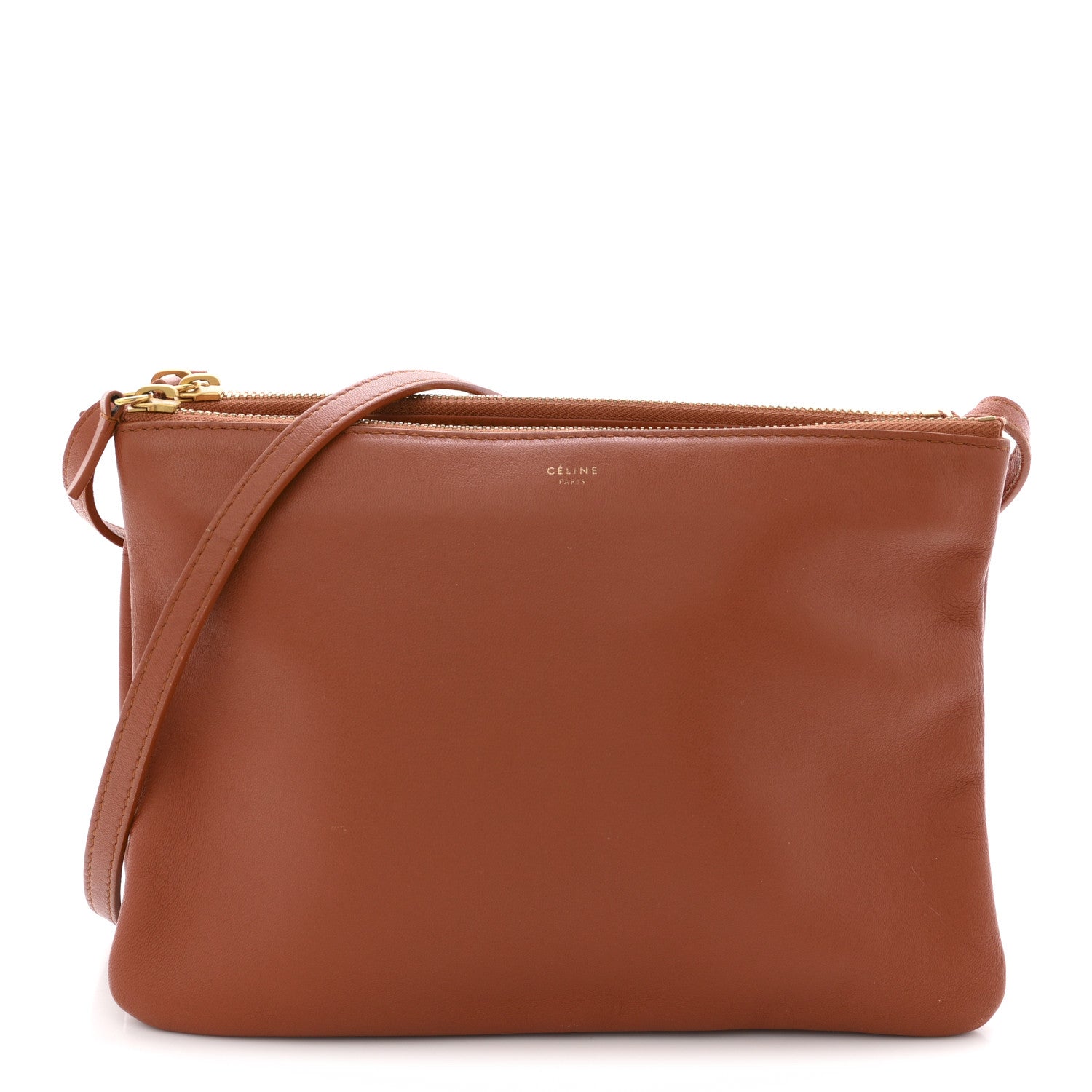 Celine Lambskin Large Trio Crossbody Bag Tan 1 of 12