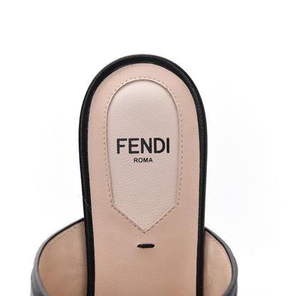 Fendi Vitello FF Embossed Buckle Flat Mules 36.5 Black 7 of 9