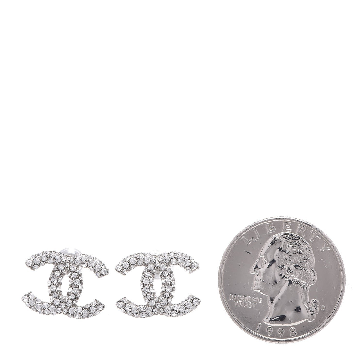 Chanel Crystal CC Earrings Silver 2 of 5