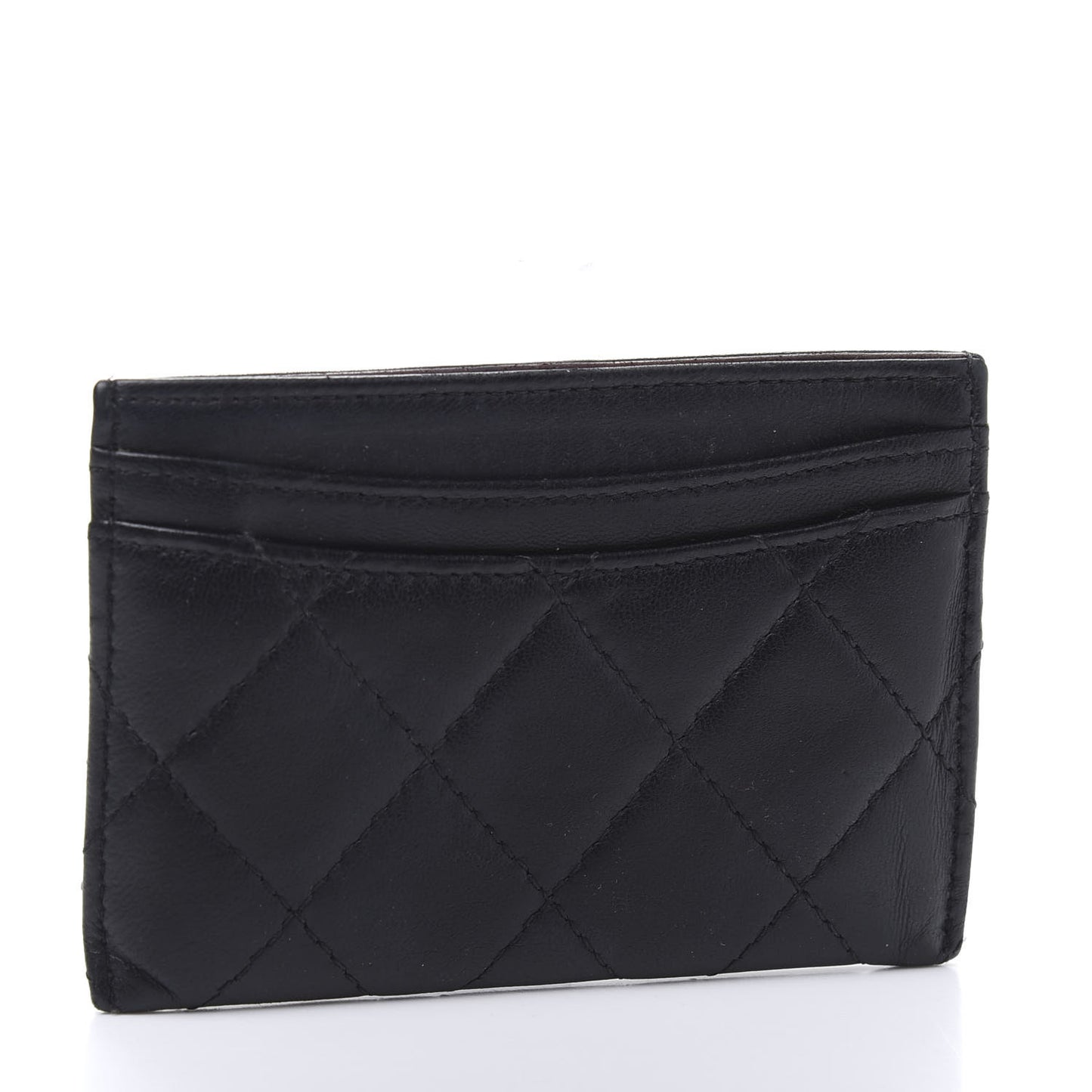 Lambskin Quilted Card Holder Black