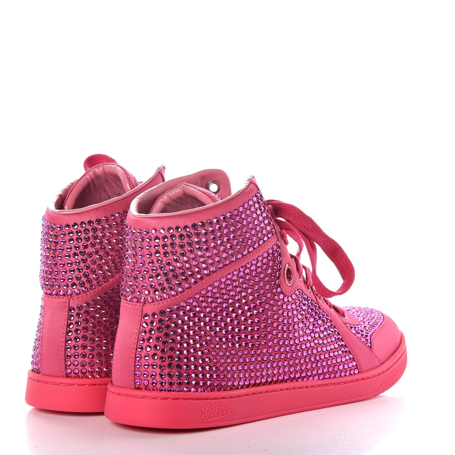 Gucci Satin Crystal High Top Sneakers 39 Pink 4 of 7