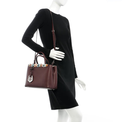 Fendi Vitello Dolce PVC Flower Studs Petite 2Jours Tote Bordeaux Multicolor 4 of 11
