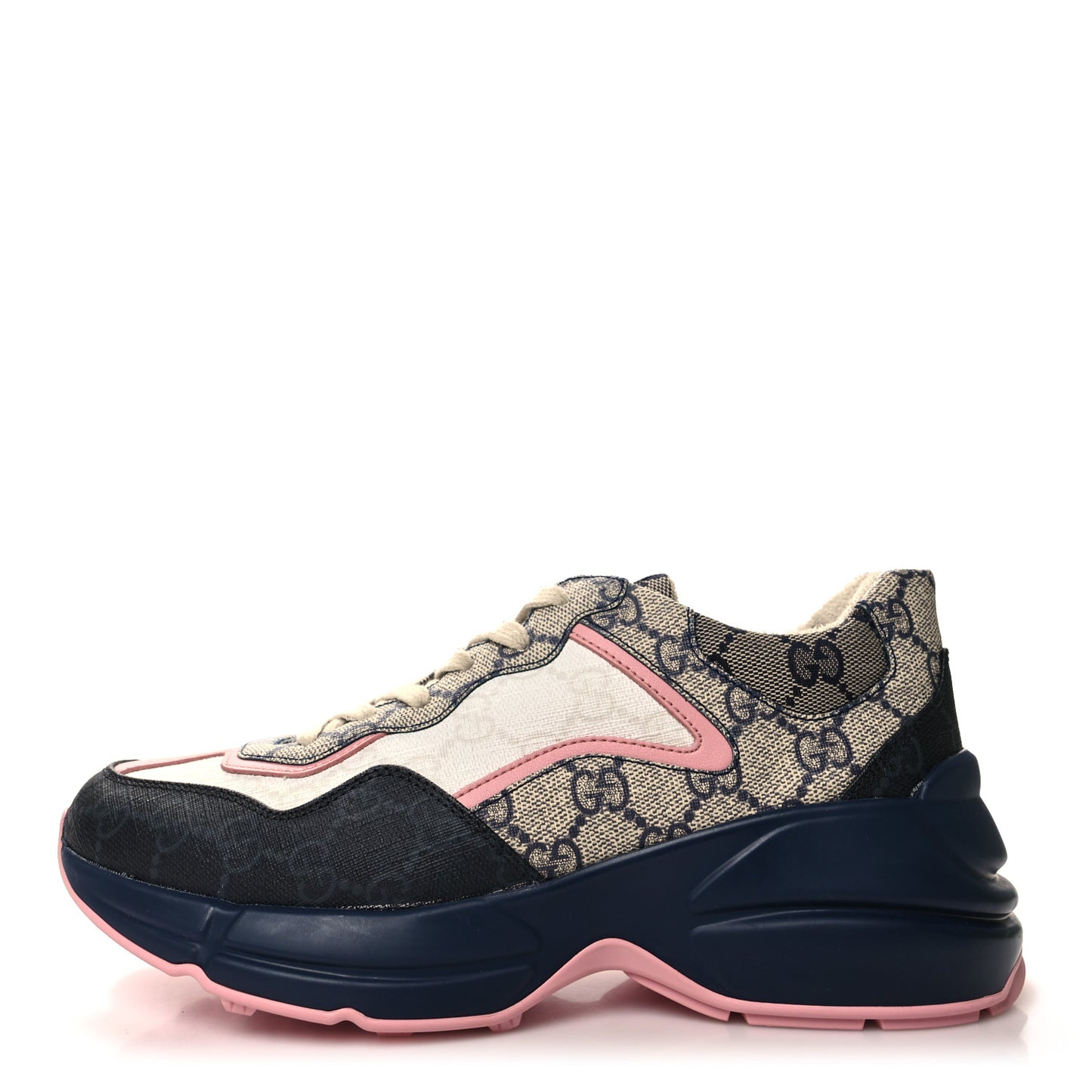 GG Supreme Monogram Mix Monogram Womens Rhyton Sneakers 37 Black Blue Wild Rose White Beige