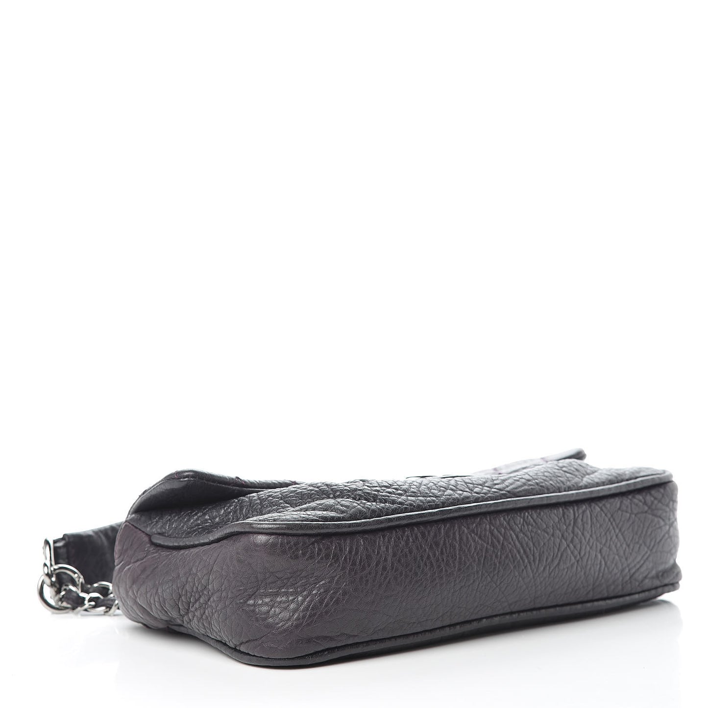 Distressed Lambskin Lady Braid Flap Dark Purple