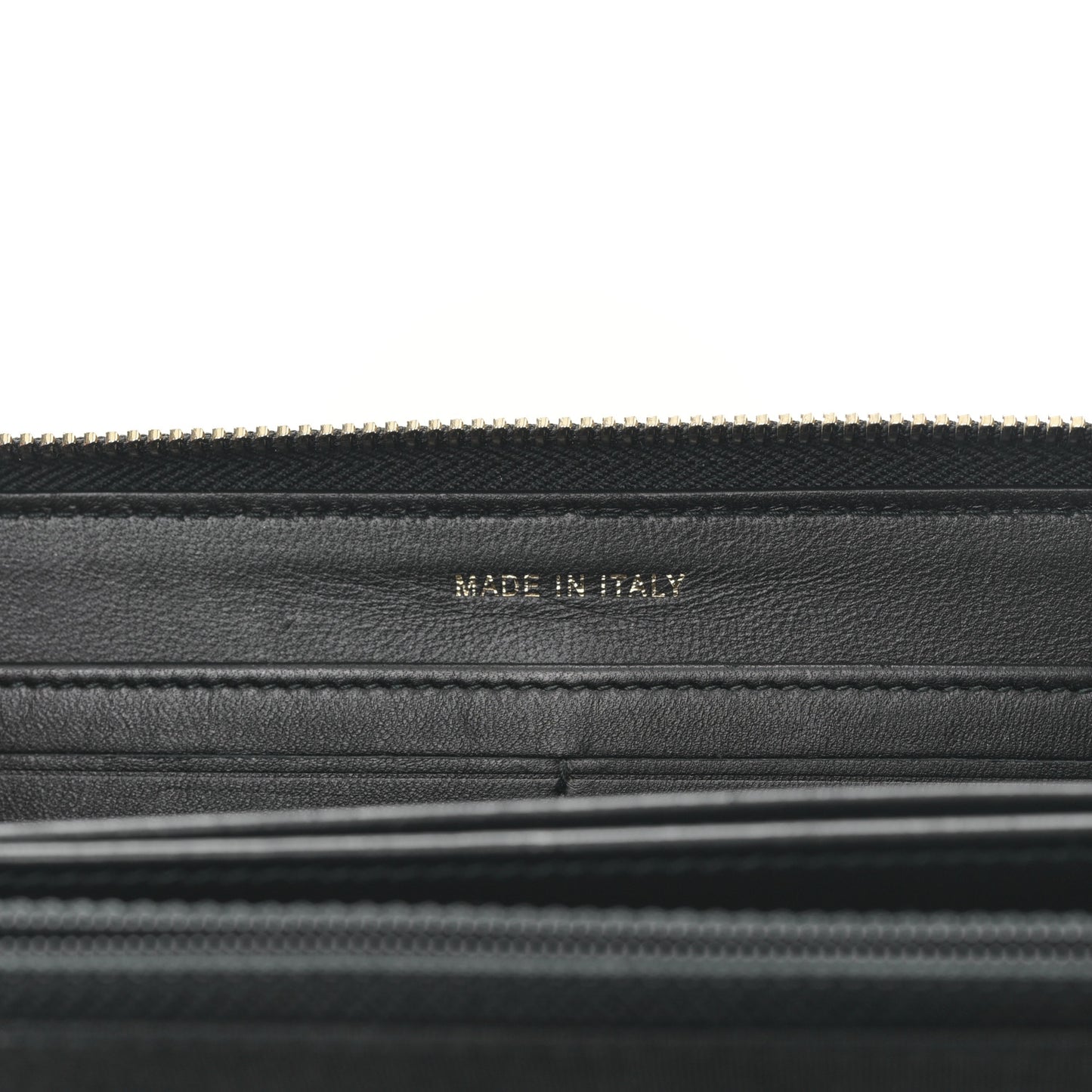 Lambskin Zip Around Large Gusset Wallet With Pearl Chain Black