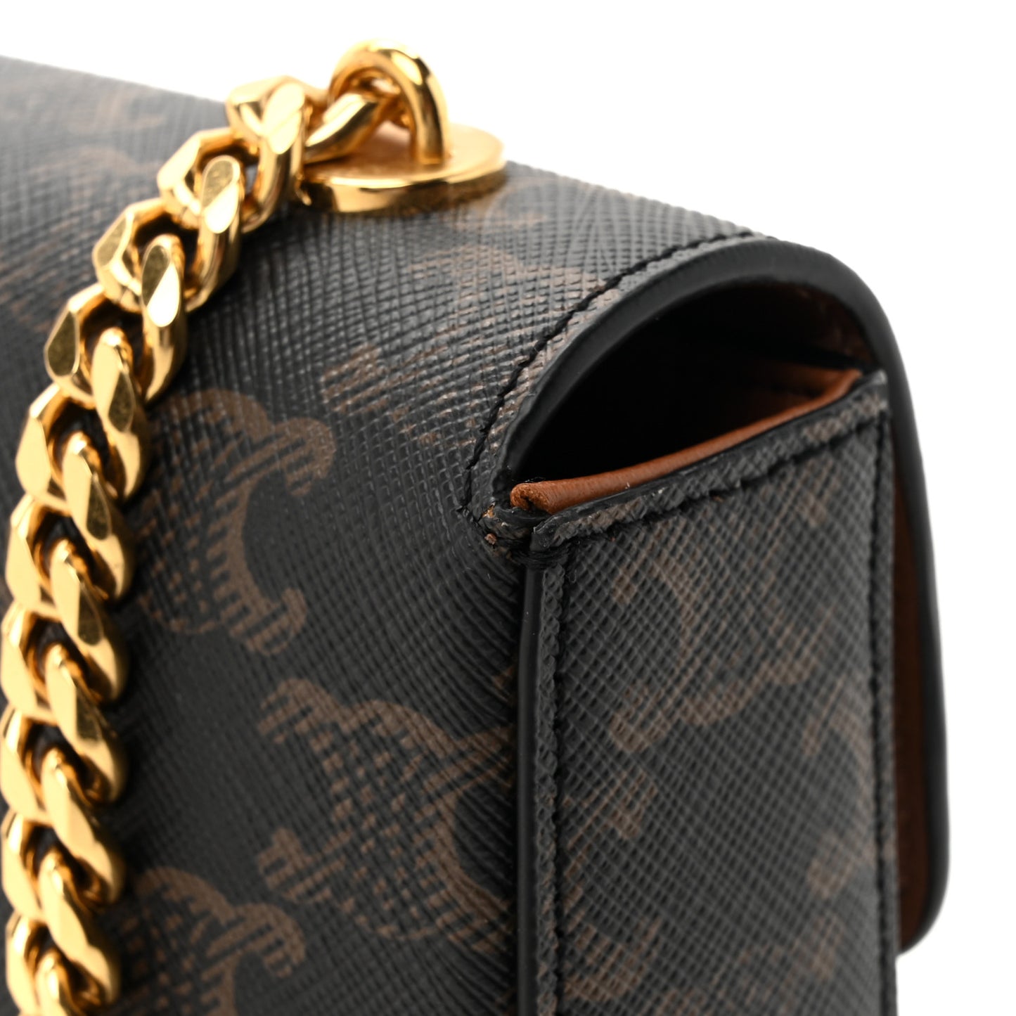 Triomphe Canvas Chain Shoulder Bag Tan