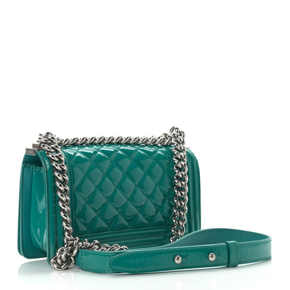 Chanel Patent Calfskin Quilted Small Plexiglass Boy Flap Turquoise 3 of 11