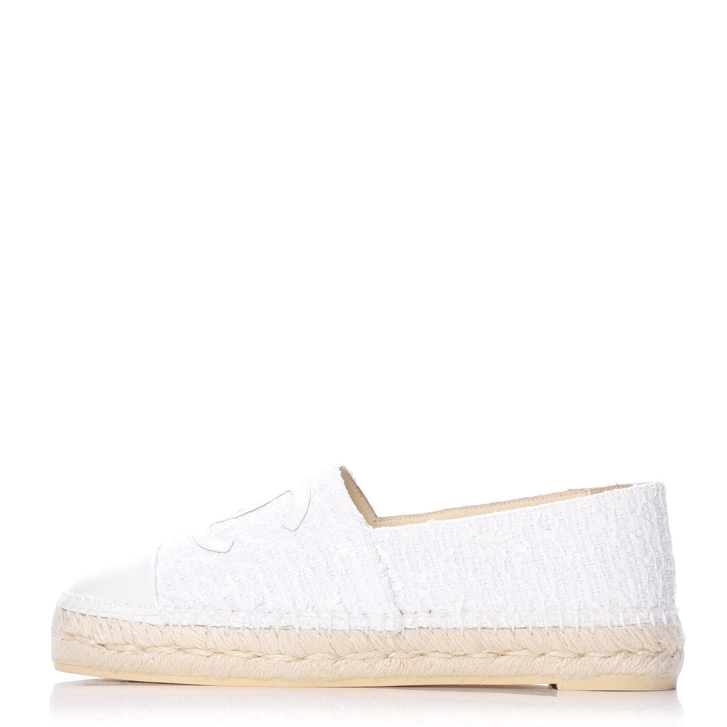 Chanel Tweed Patent CC Espadrilles 38 White 1 of 10