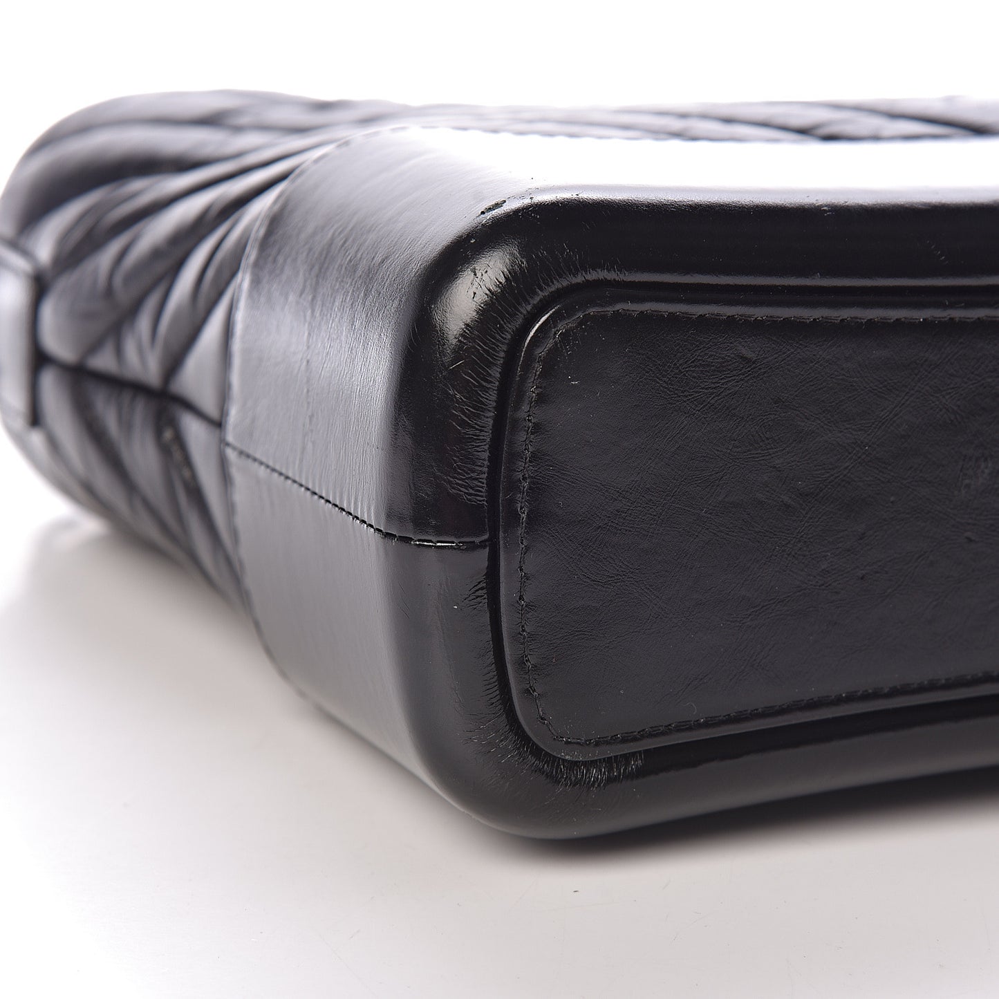 Aged Calfskin Chevron Quilted Medium Gabrielle Hobo Black