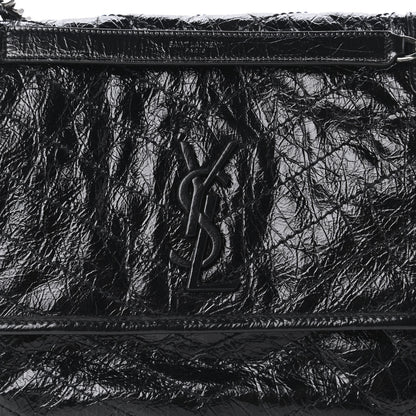 Saint Laurent Crinkled Calfskin Matelasse Monogram Medium Niki Chain Satchel Black 10 of 10