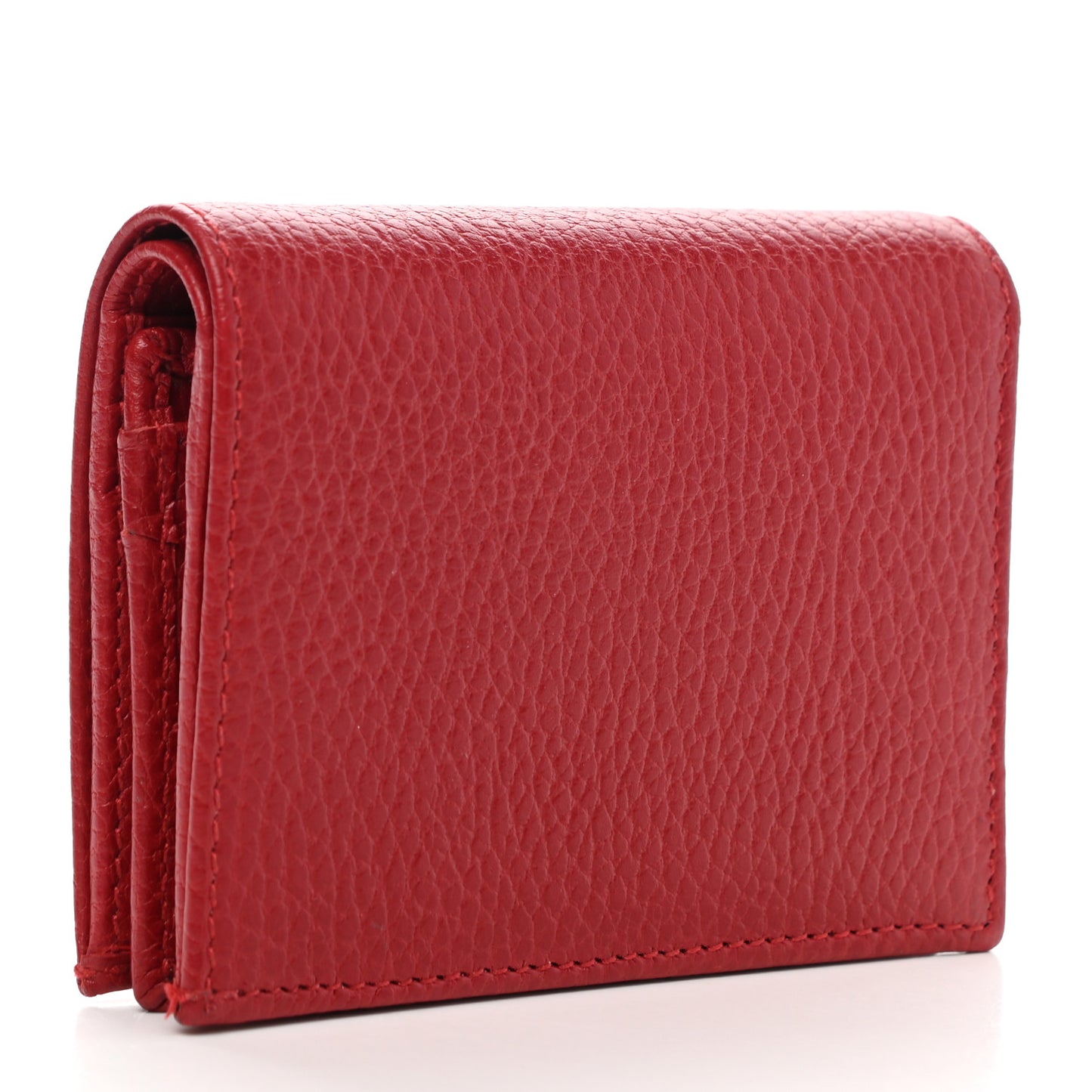 Pebbled Calfskin GG Marmont Card Case Hibiscus Red
