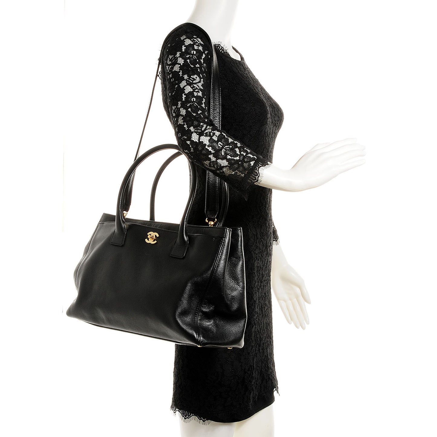 Calfskin Cerf Executive Shopper Tote Black