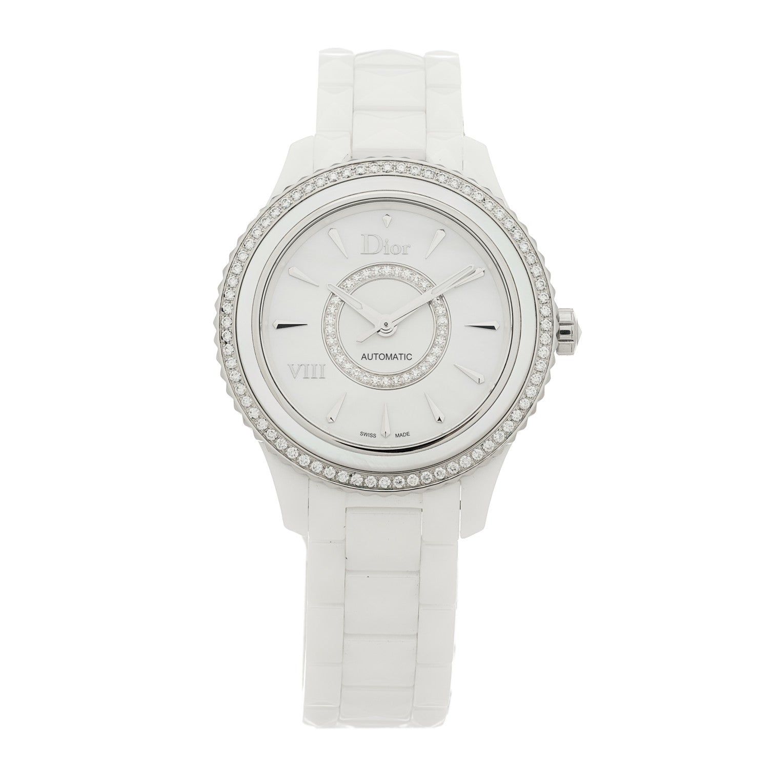 Christian Dior Stainless Steel Ceramic Diamond Bezel Mother of Pearl 38mm Dior VIII Automatic Watch White 1 of 5