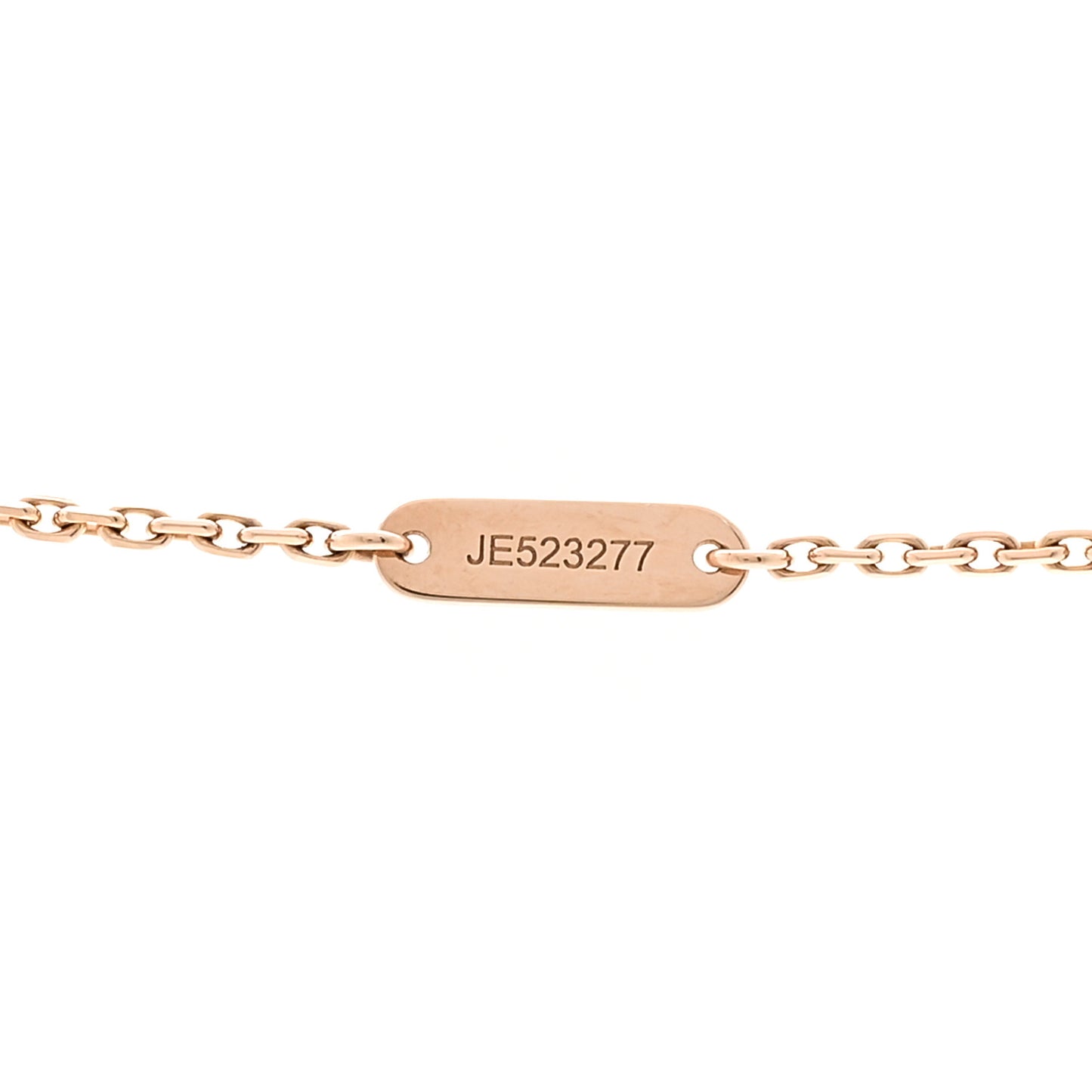 18K Rose Gold Diamond Pink Porcelain Vintage Alhambra Pendant Necklace