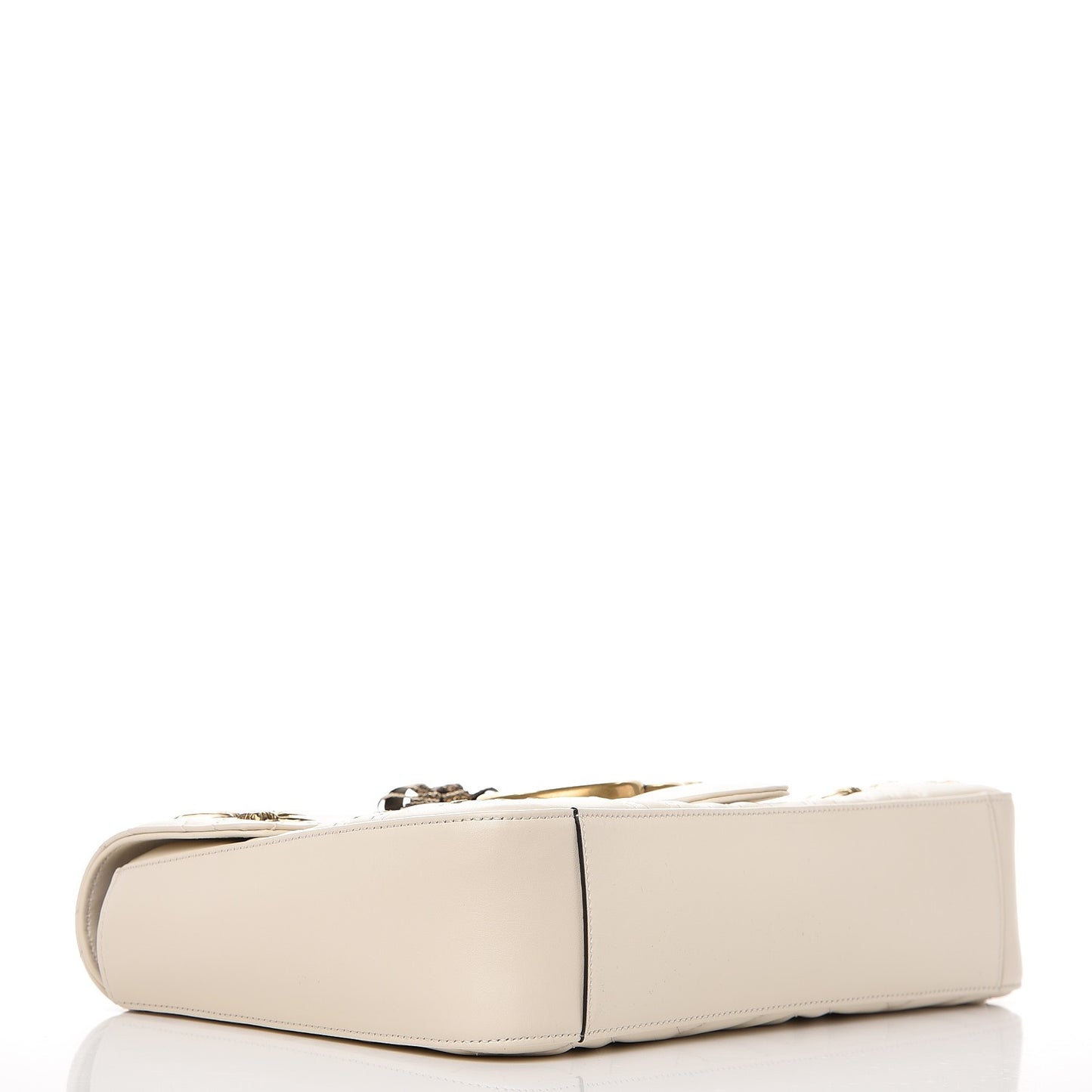Calfskin Matelasse Animal Studs Medium GG Marmont Shoulder Bag Mystic White