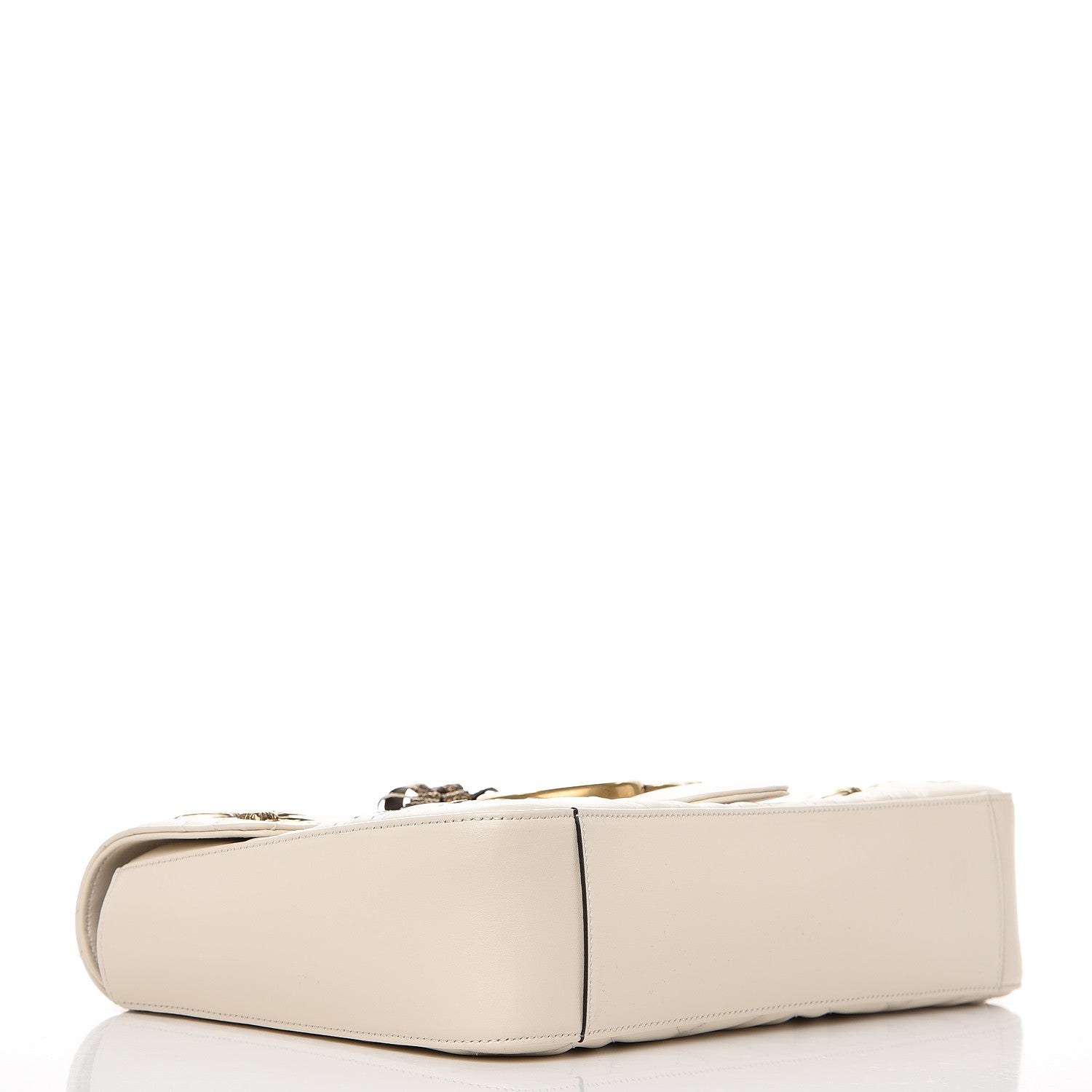 Gucci Calfskin Matelasse Animal Studs Medium GG Marmont Shoulder Bag Mystic White 5 of 9
