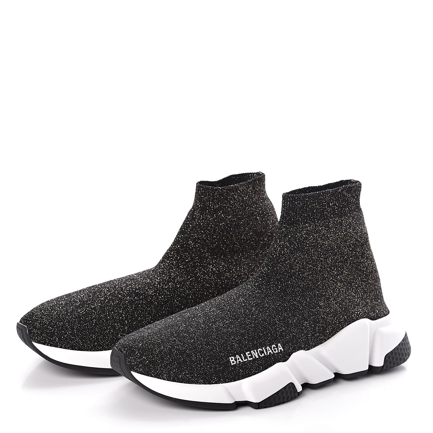 Balenciaga Knit Metal Womens Speed Sneakers 39 Black Gold 3 of 8