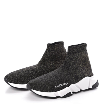 Balenciaga Knit Metal Womens Speed Sneakers 39 Black Gold 3 of 8