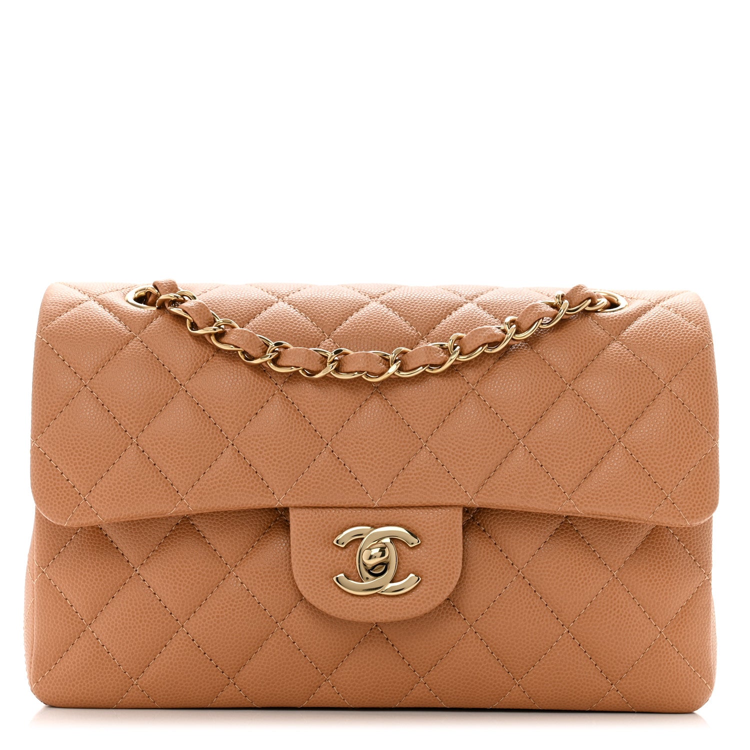 Chanel Caviar Quilted Small Double Flap Dark Beige 1 of 10