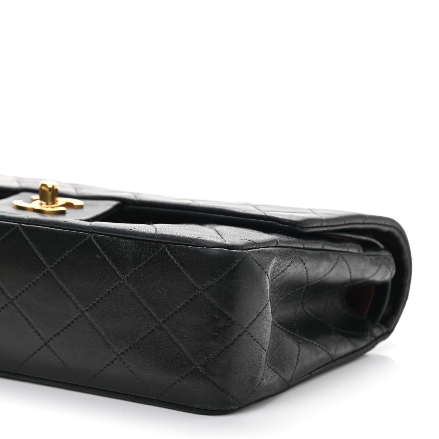 Lambskin Quilted Medium Double Flap Black