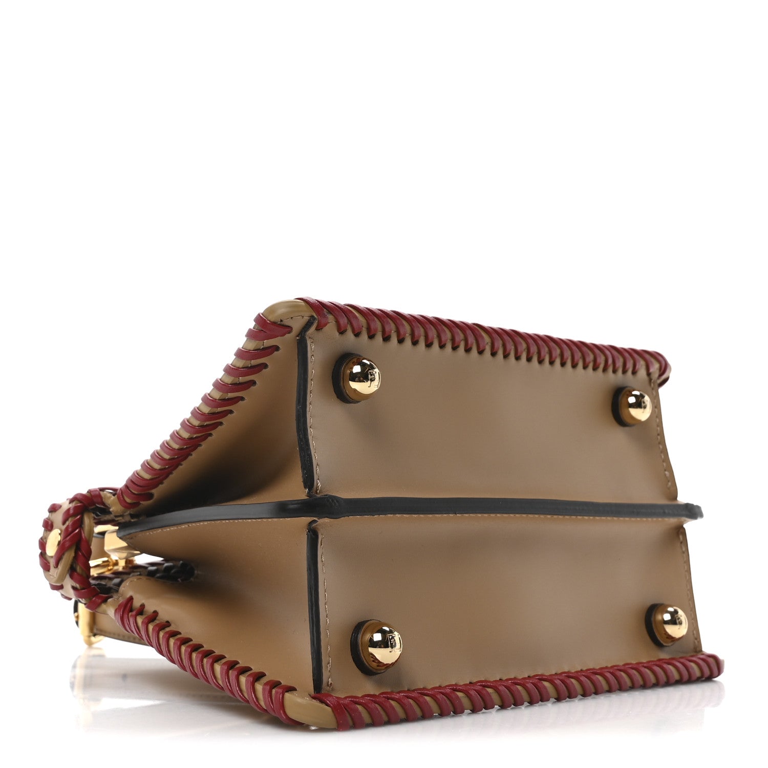 Fendi Vitello King Shiny Nappa Intreccio Petite Peekaboo I SEE U Satchel Miel Mogano Rosa Fragola 4 of 9