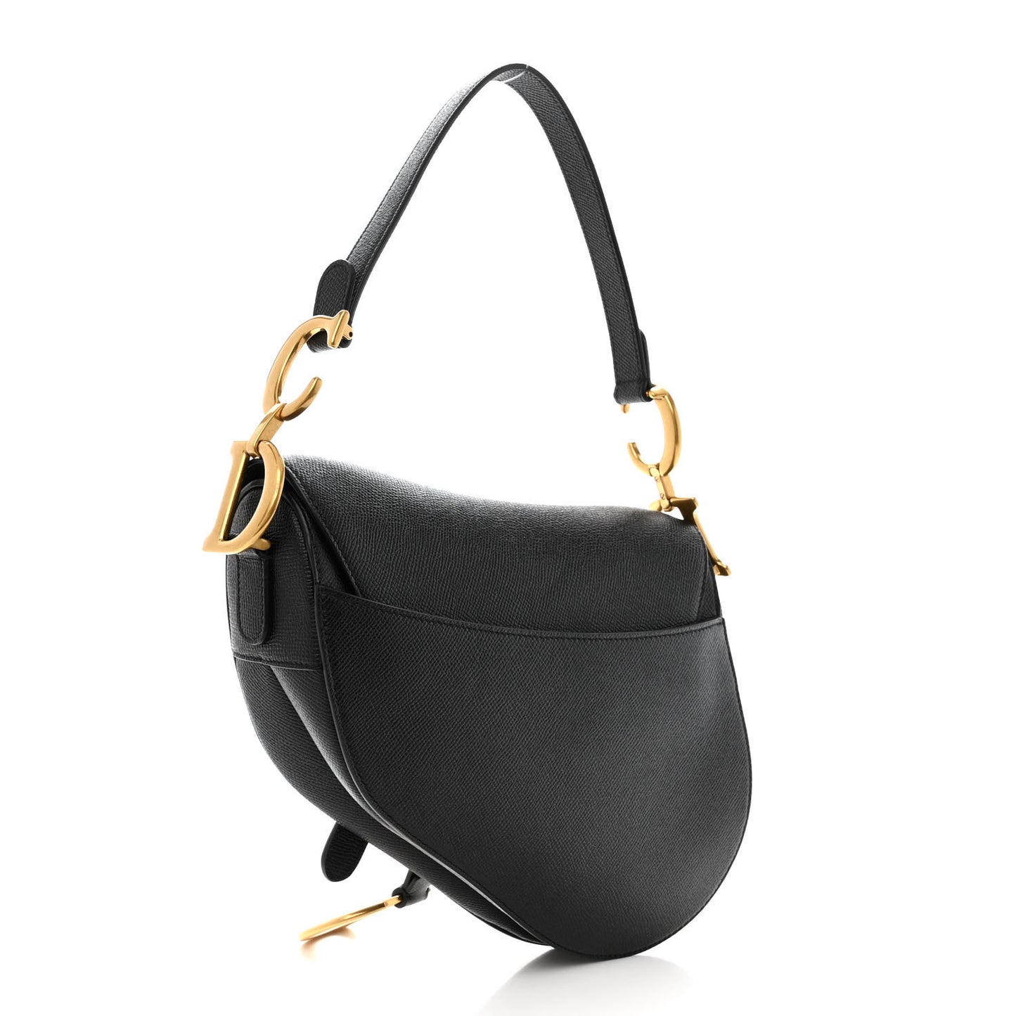 Grained Calfskin Saddle Bag Black