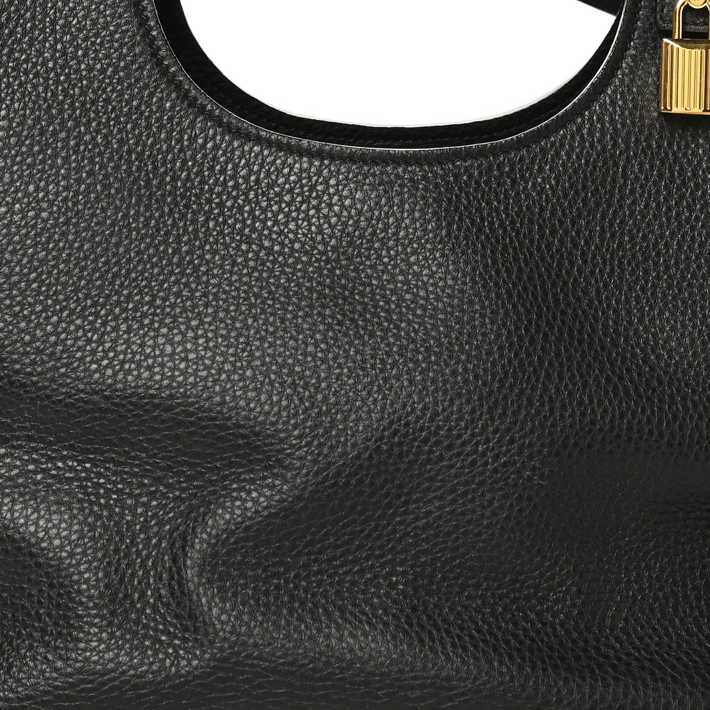 Pebbled Calfskin Alix Padlock Foldover Bag Black