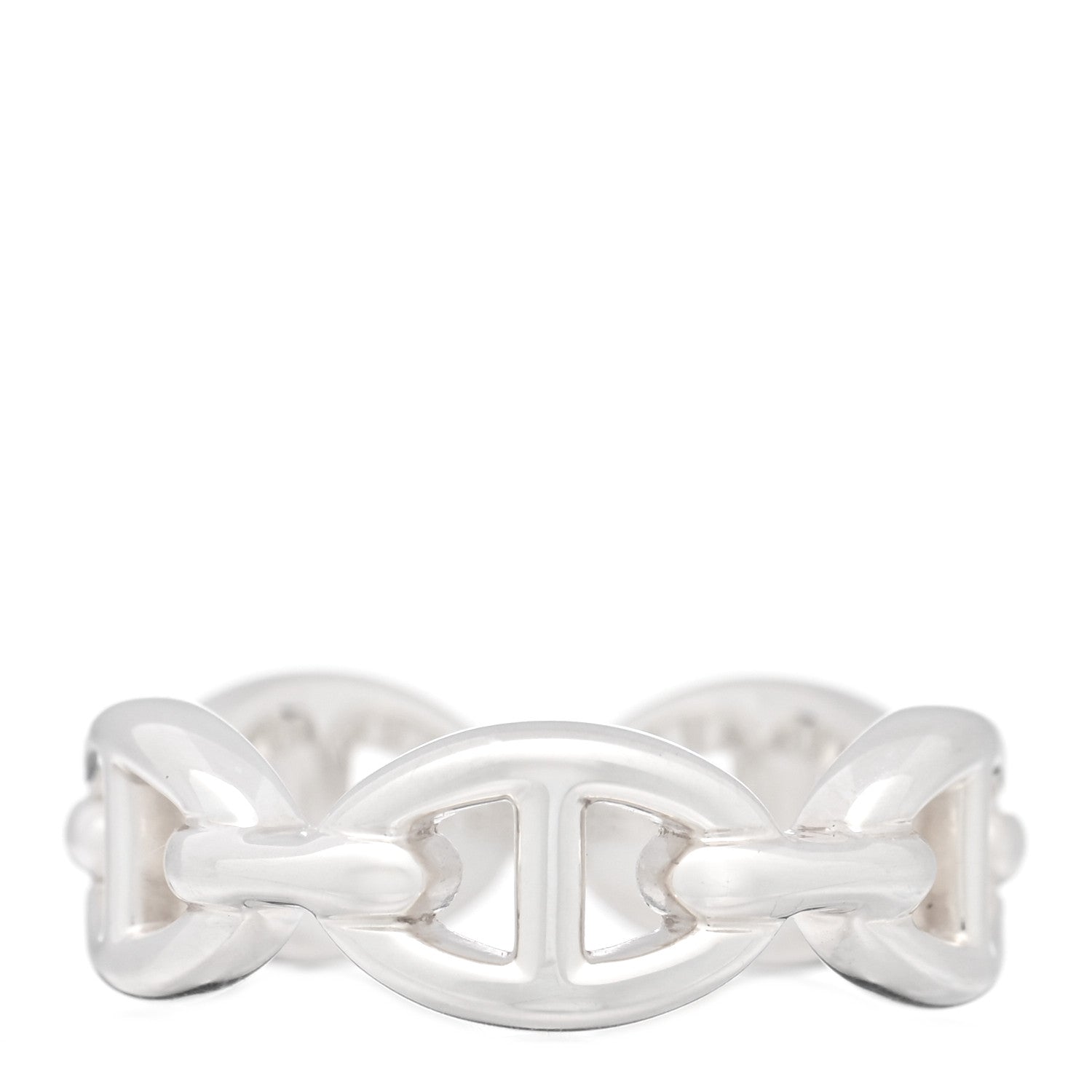 Hermes Sterling Silver PM Chaine d'Ancre Enchainee Band Ring 53 6.5 1 of 6