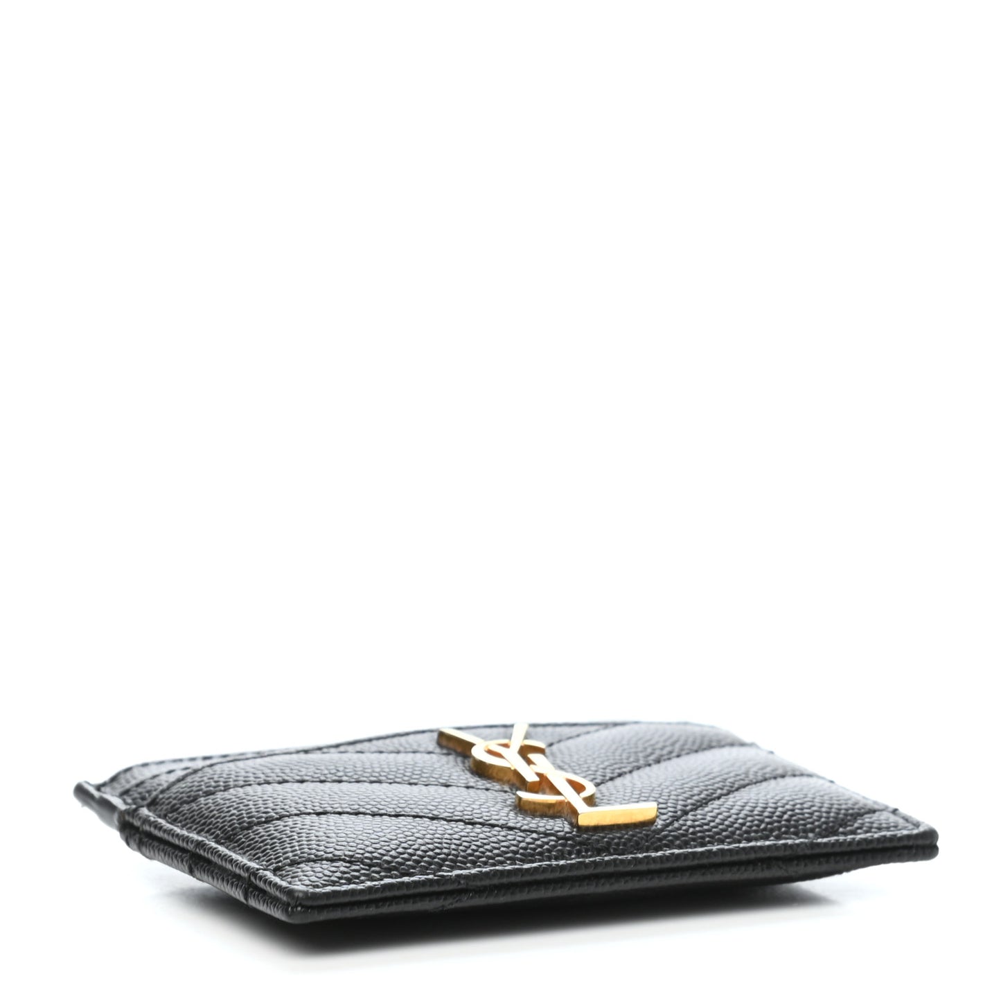 Grain De Poudre Matelasse Chevron Monogram Credit Card Case Black