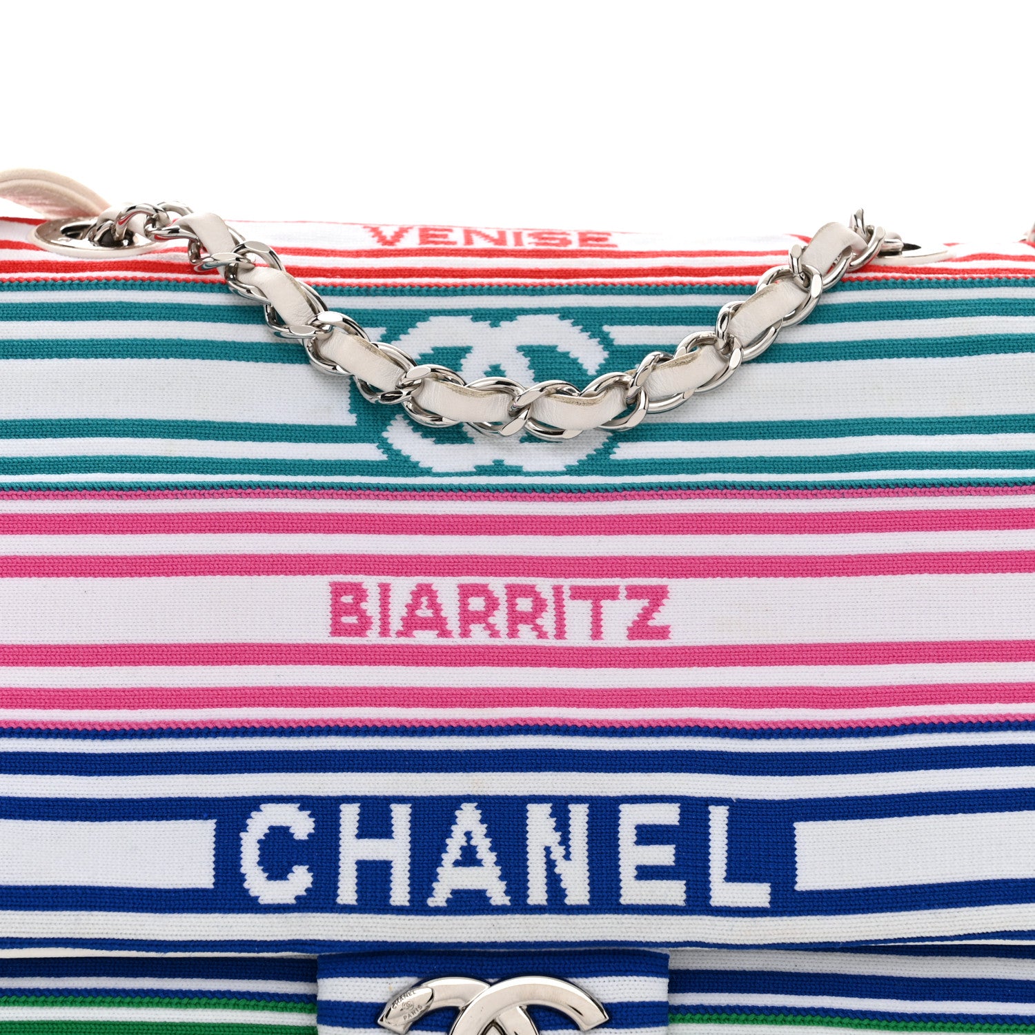 Chanel Mixed Fibers Lambskin Venise Biarritz Flap Bag Multicolor White 8 of 11