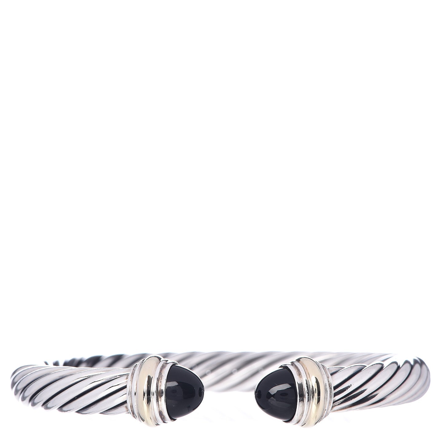 Sterling Silver 14K Yellow Gold Black Onyx 7mm Cable Classics Bracelet