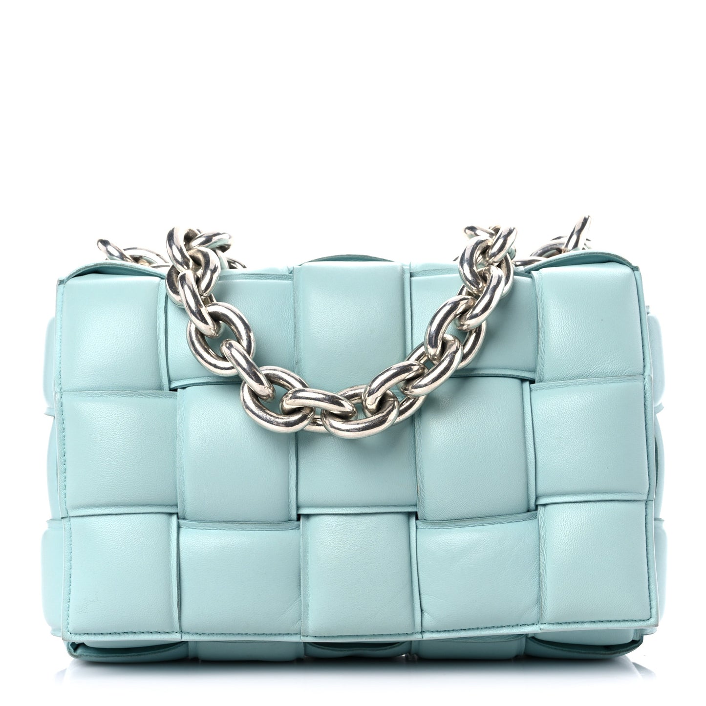 Lambskin Maxi Intreccio Padded Chain Cassette Crossbody Bag Spearmint