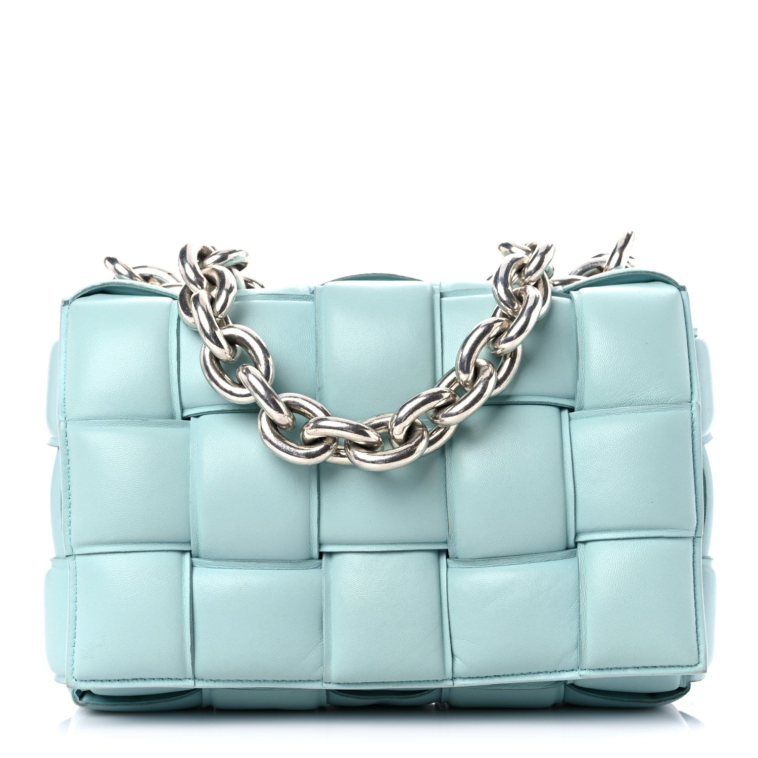 Bottega Veneta Lambskin Maxi Intreccio Padded Chain Cassette Crossbody Bag Spearmint 1 of 17