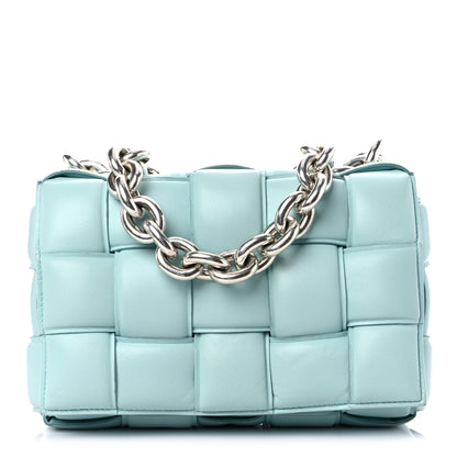 Bottega Veneta Lambskin Maxi Intreccio Padded Chain Cassette Crossbody Bag Spearmint 1 of 17