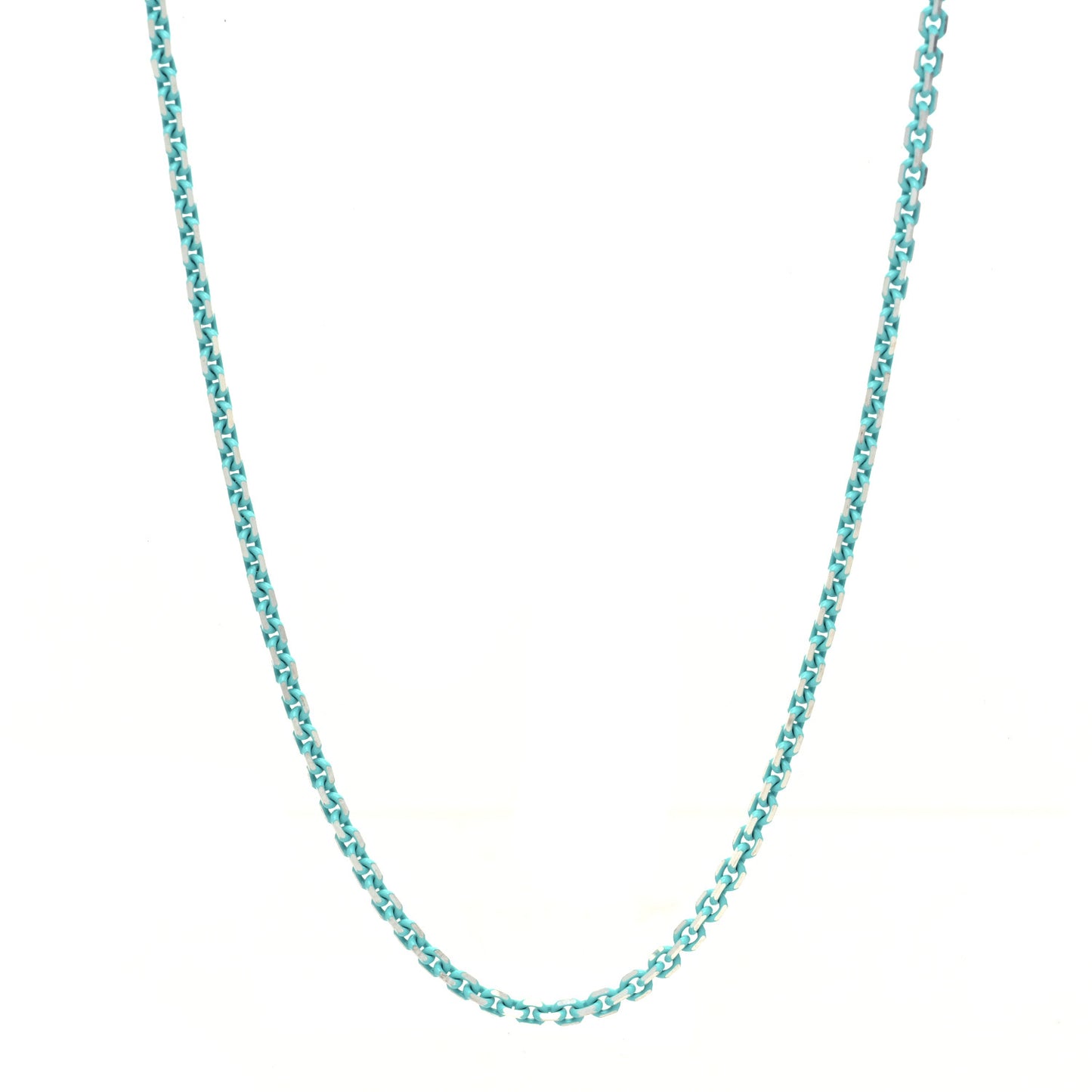 Sterling Silver Enamel 2.5mm Chain Necklace Blue 30"