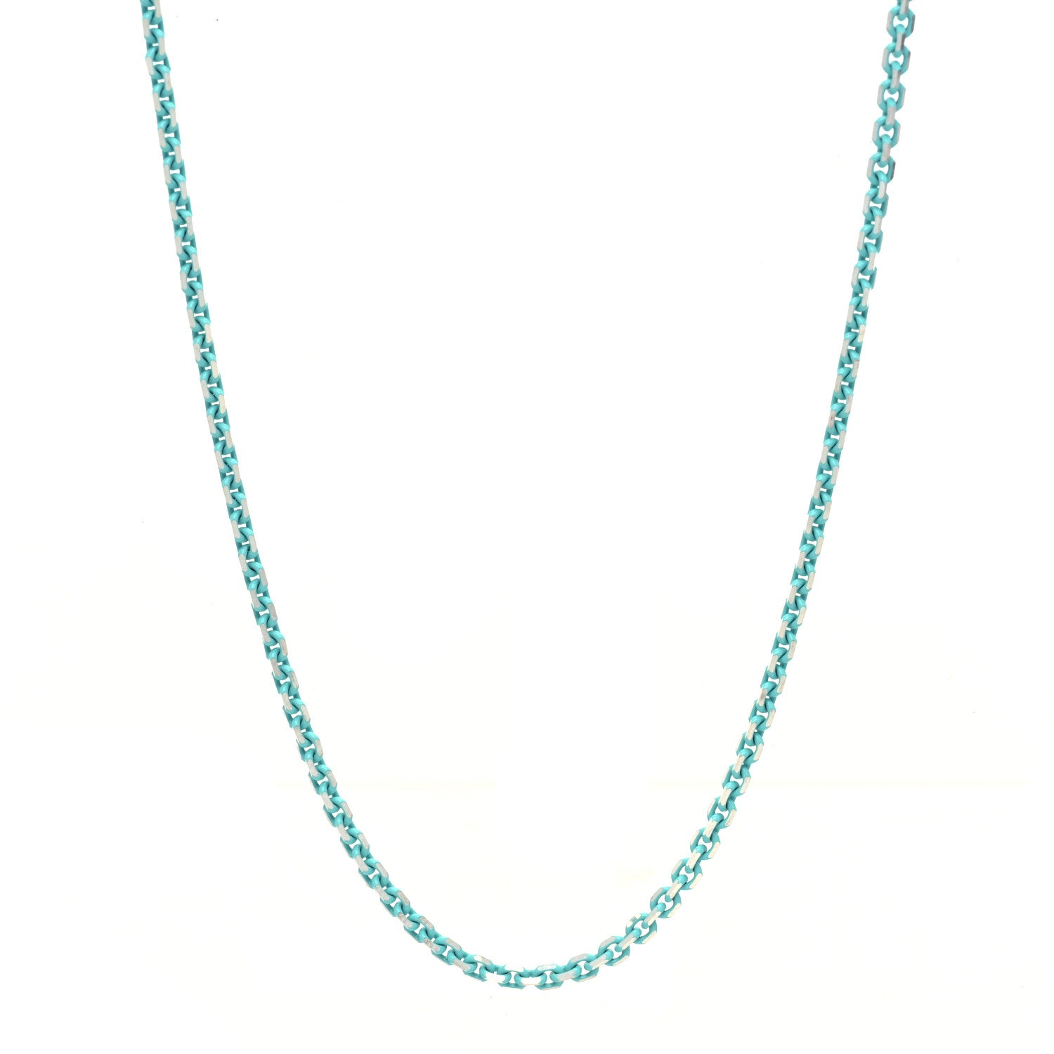 Tiffany Sterling Silver Enamel 2.5mm Chain Necklace Blue 30" 1 of 6