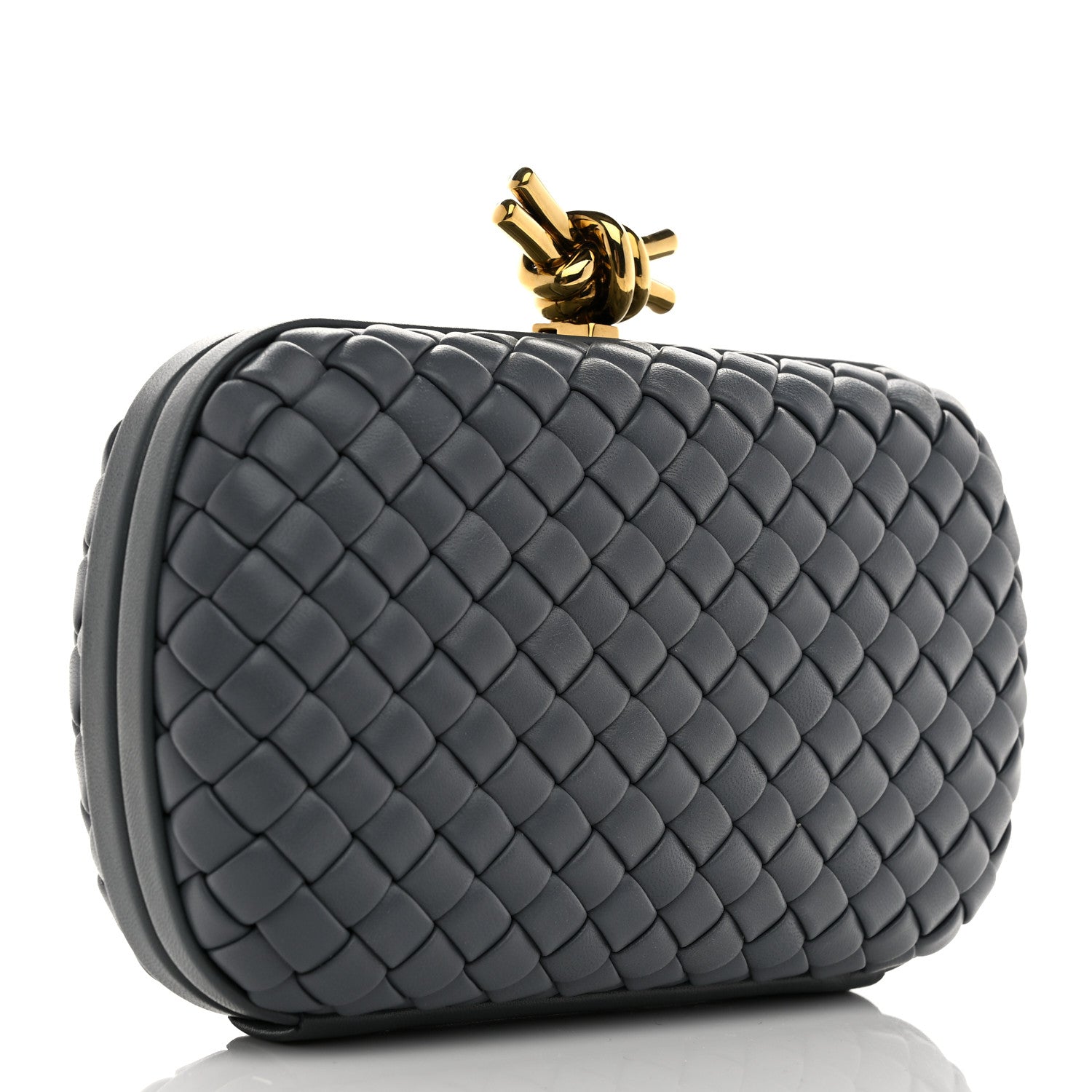 Bottega Veneta Nappa Intrecciato Minaudiere Knot Clutch Slate 3 of 7
