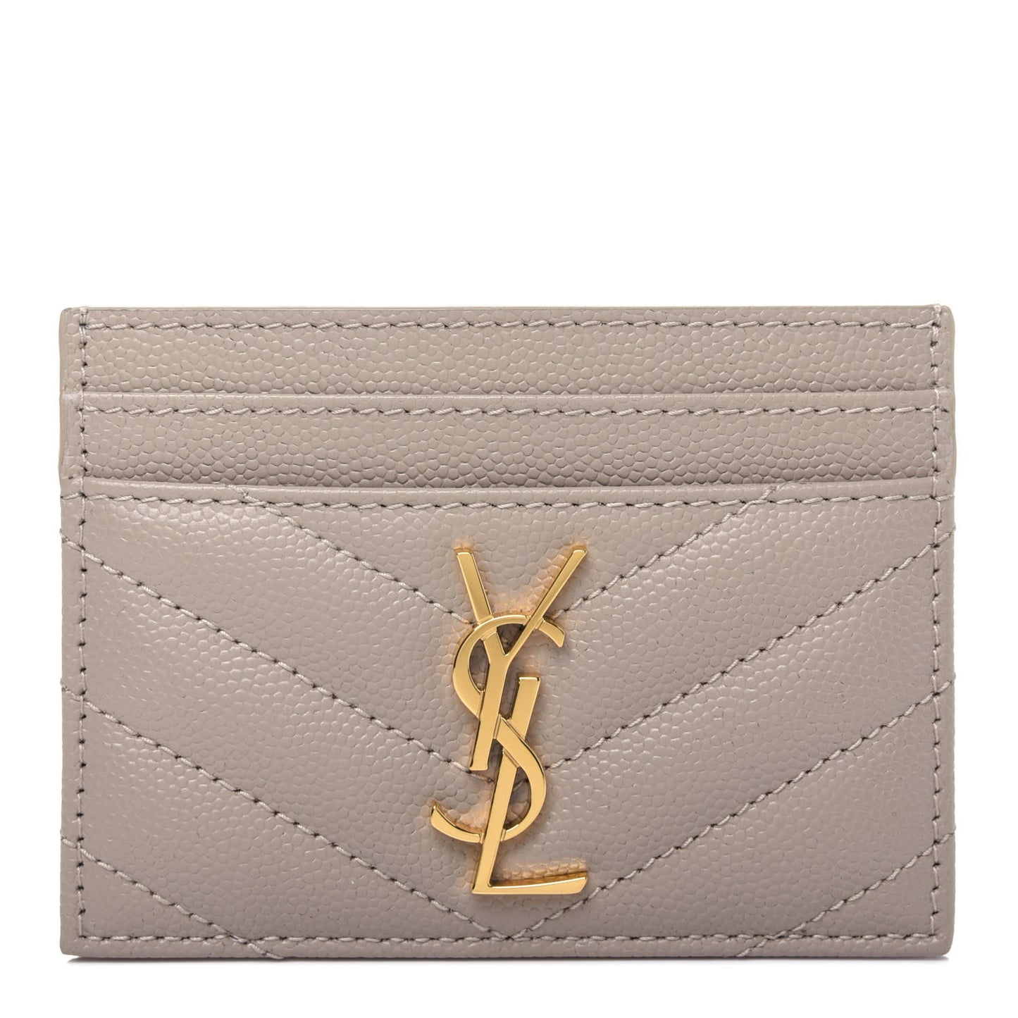 Grain De Poudre Matelasse Chevron Monogram Credit Card Case Sea Salt