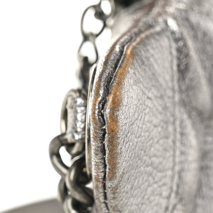 Chanel Metallic Calfskin Quilted Banane Waist Bag Fanny Pack Dark Silver 11 of 12