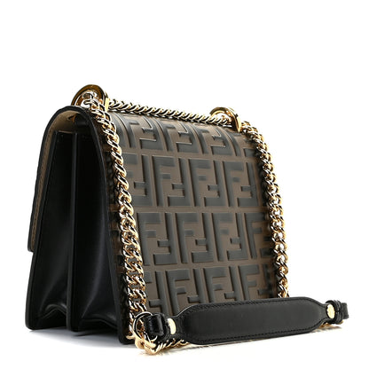 Fendi Vitello Liberty Bi-Color FF 1974 Embossed Small Kan U Shoulder Bag Maya Black 3 of 8