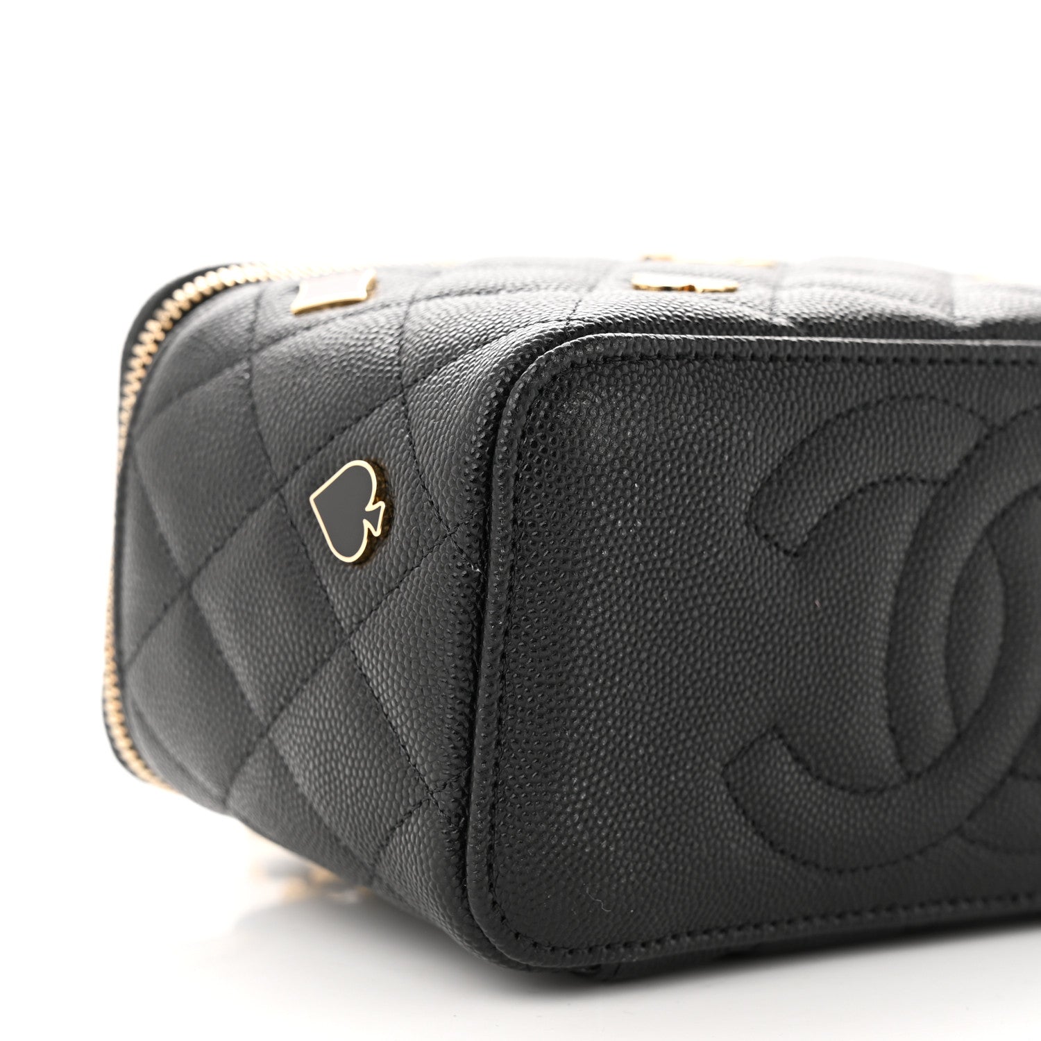 Chanel Caviar Quilted Enamel Coco Casino Small Vanity Case With Chain Black 9 of 10