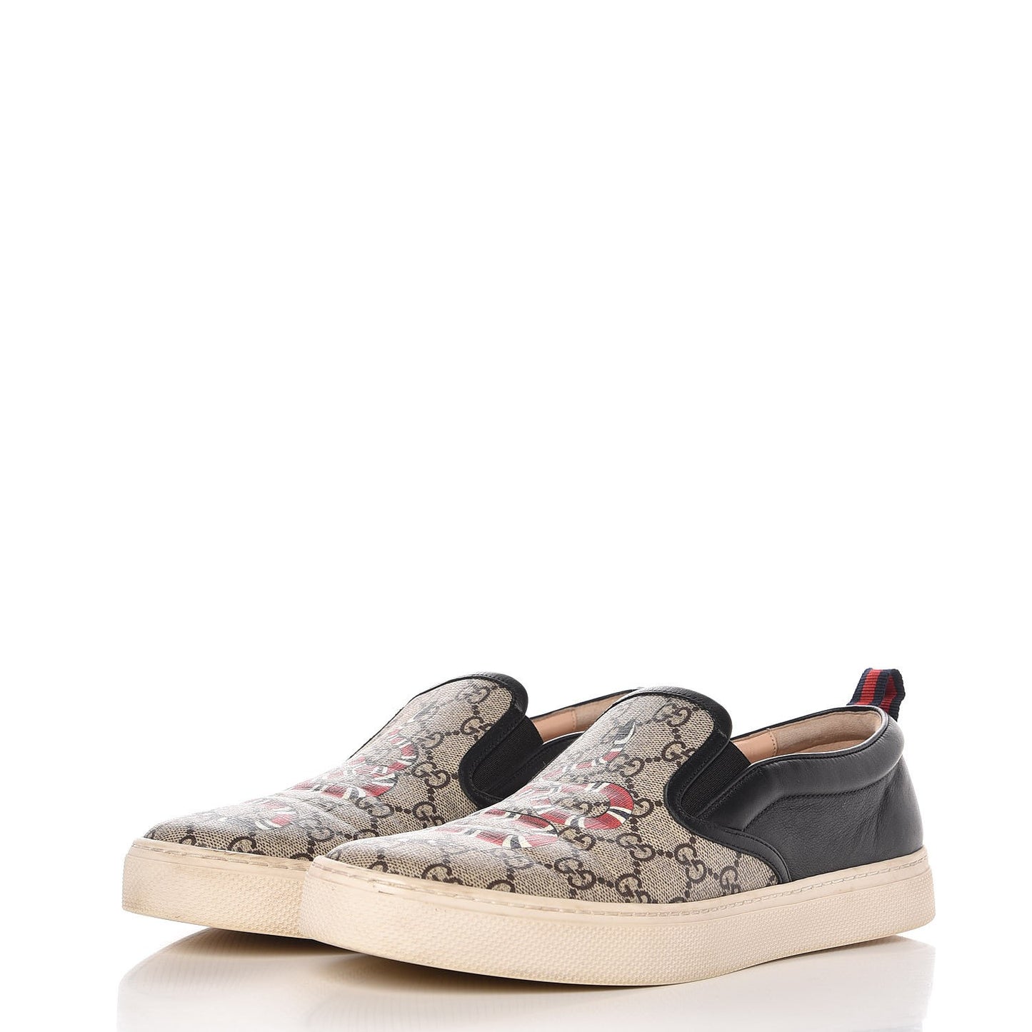 GG Supreme Monogram Snake Slip On Sneakers Brown
