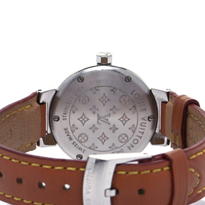 Louis Vuitton Stainless Steel Calfskin 28mm Tambour Quartz Watch 4 of 7
